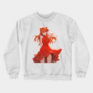 Asuka Langley Soryu Neon Genesis Evangelion Red Dress Stocking Crewneck Sweatshirt